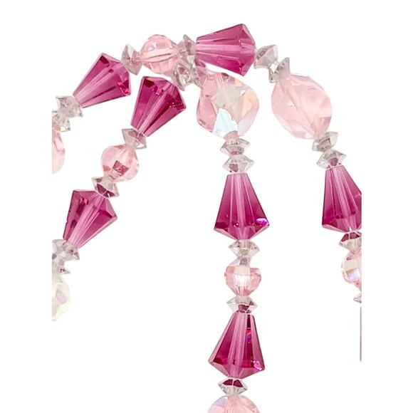 Vintage Vendome 1950a Pink Crystal Necklace | Signed Mid-Century Glam Jewelry - Picture 4 of 7